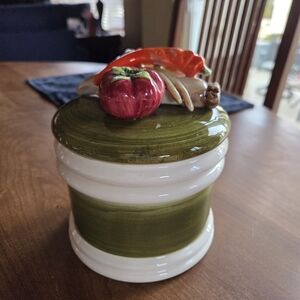 Vtg 70s Arnart Garden Harvest Ceramic Handpainted Canister Japan